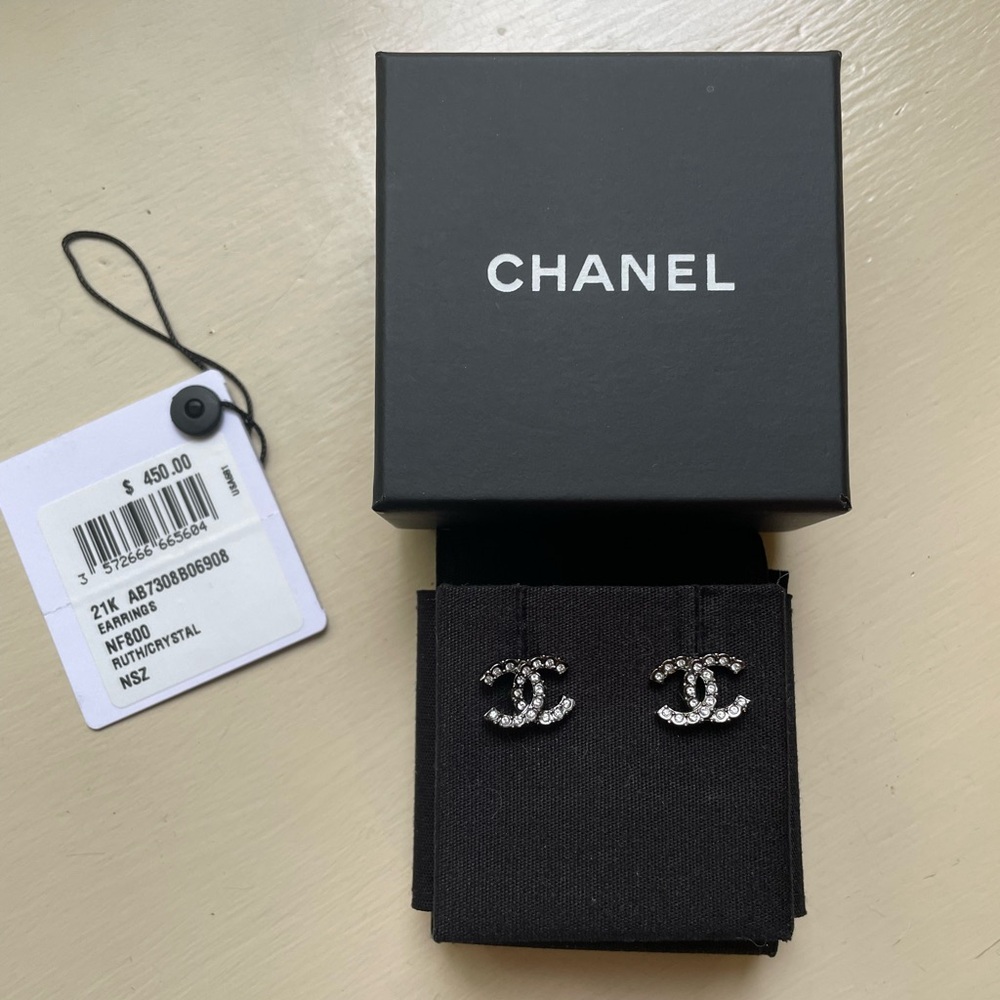 Chanel Ruthenium & Crystal Earrings